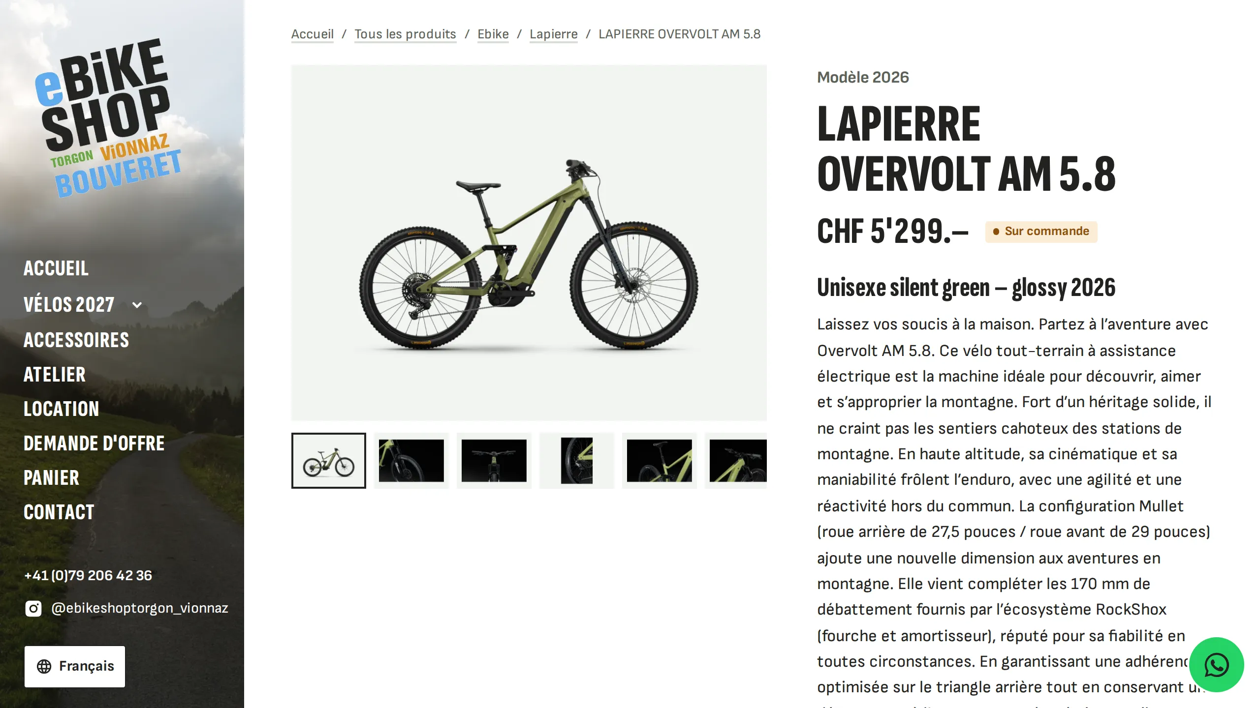La fiche du Lapierre Overvolt AM 5.8 : photos, prix en francs, disponibilité et description