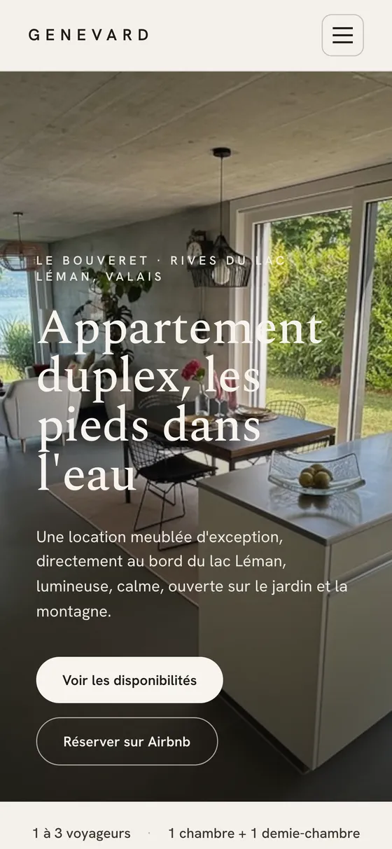 Page d’accueil du site Genevard sur téléphone
