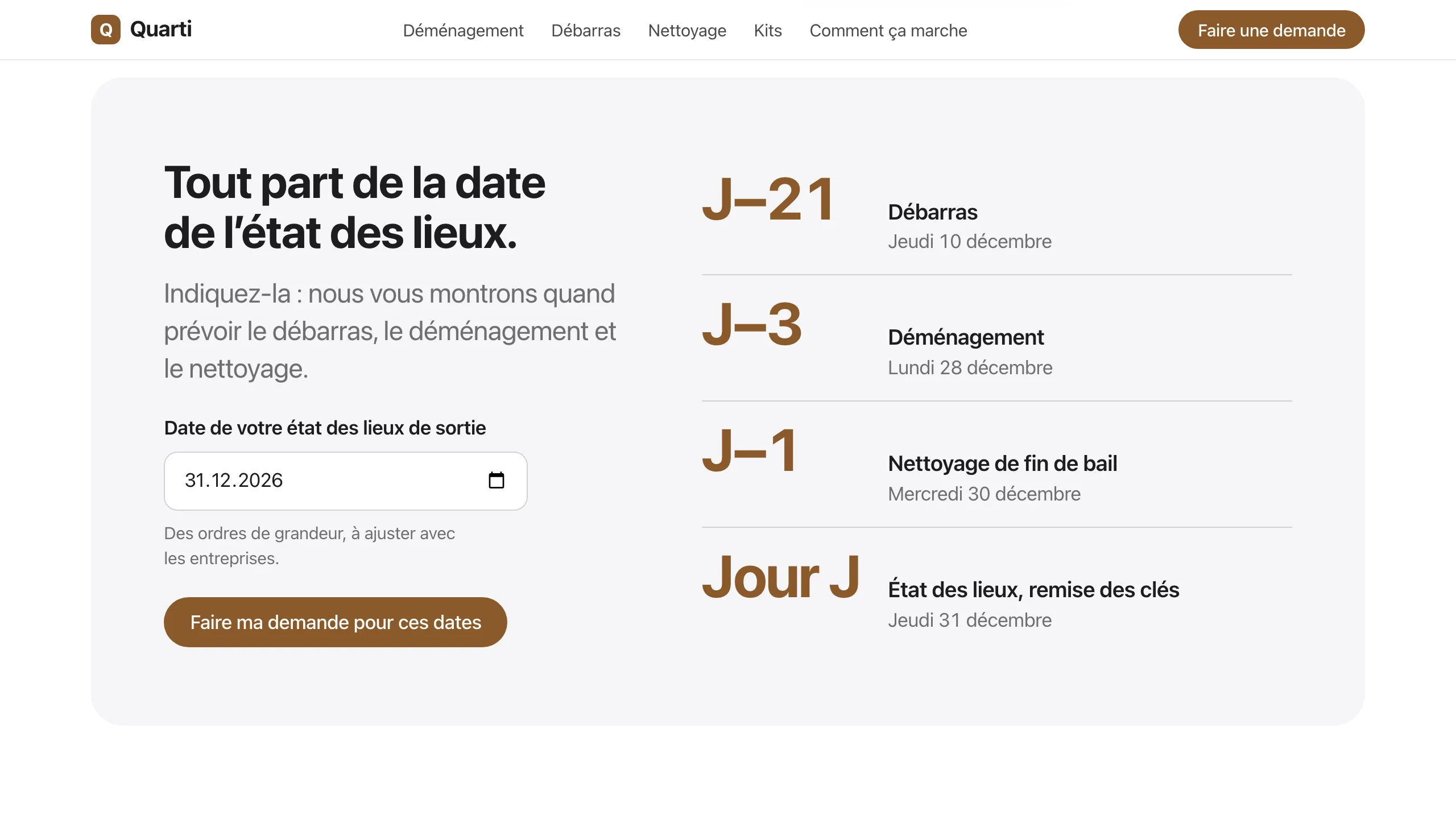 Le compte à rebours de Quarti