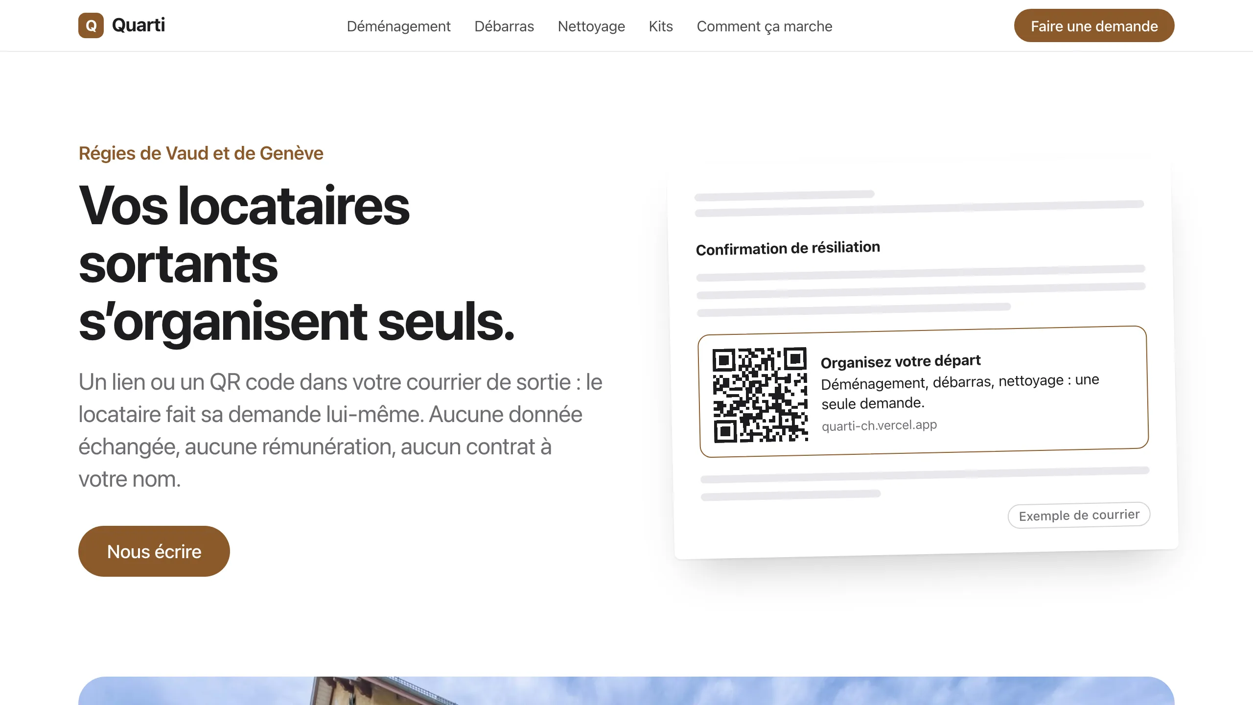 La page de Quarti pour les régies