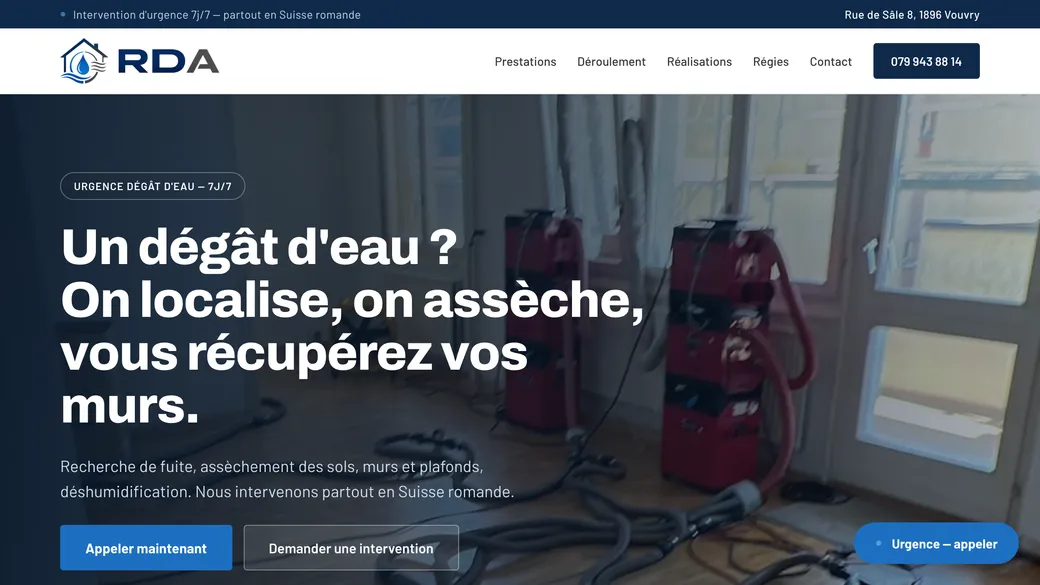 RD Assèchement · recherche de fuite et assèchement