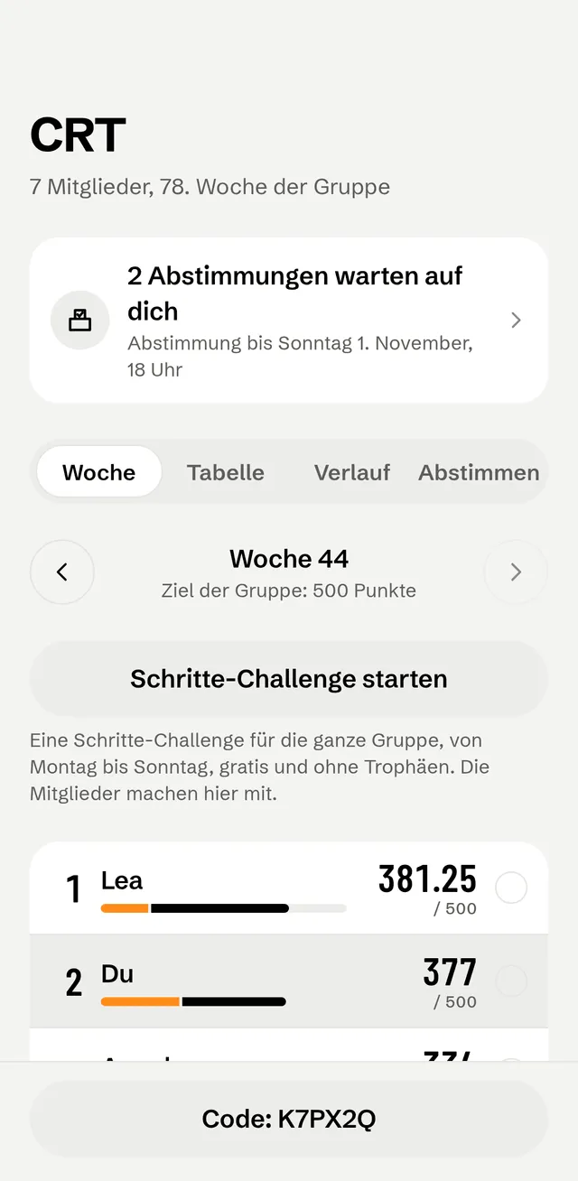 Swiss Challenge: App-Bildschirm 1