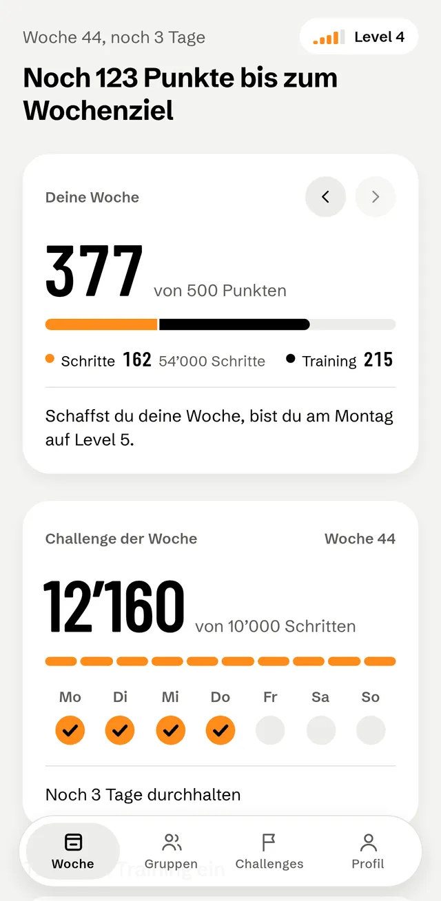 Swiss Challenge: App-Bildschirm 2