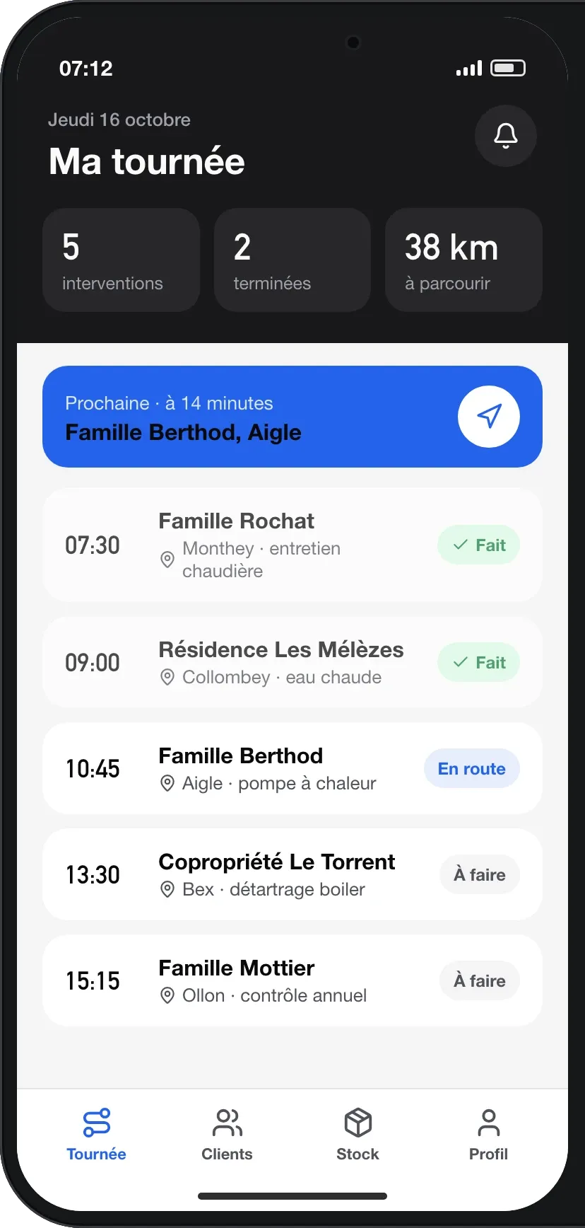 La tournée du jour, cinq interventions